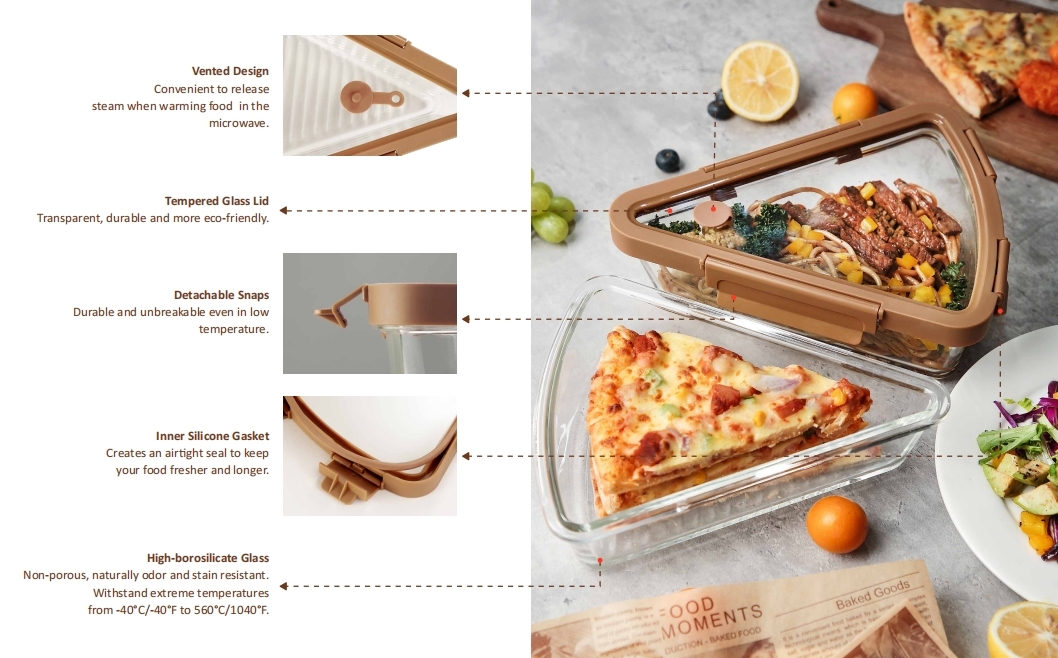 Triangle Storage Containers 25oz Triangle Glass Pizza Storage Container