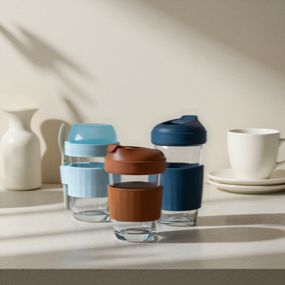 Bicchiere in vetro da 320ml 480ml Riutilizzabile Tazza da caffè in vetro a prova di perdite