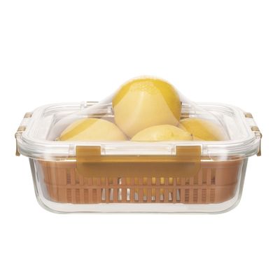 Transparent Rectangular Glass Food Storage Container with Silicone Lid and Eco Friendly Design