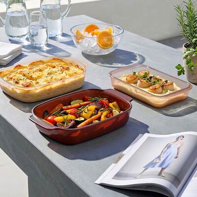 Chine fournisseur IKOO 700 ml revêtement de verre non collant cuisson de la vaisselle fourneau sécurisé