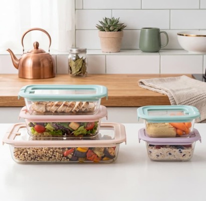 1150ml microwave to dining table directly plastic-free borosilicate glass food storage container with stackable design for DTC lifestyle brand