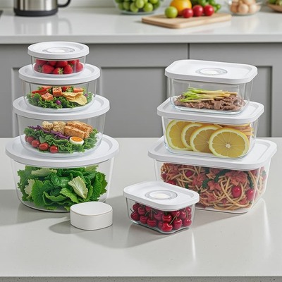 FDA/LFGB approved glass vacuum seal containers with Shelf Appeal for Home & Kitchen Design Brands