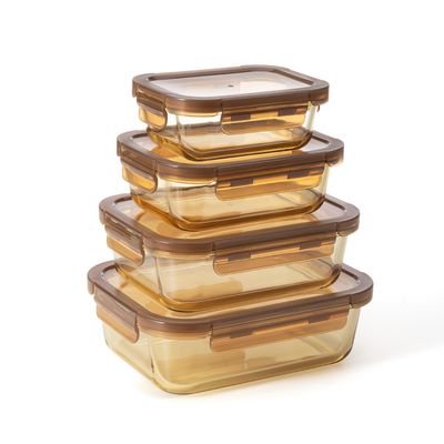 Un bon prix. Récipient en verre ambré avec récipients de stockage alimentaire empilables et hermétiques en verre borosilicaté de haute qualité En ligne
