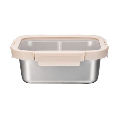 Bom preço. Recipiente para alimentos de aço inoxidável de 1200ml com tampa de vidro e divisória Em linha