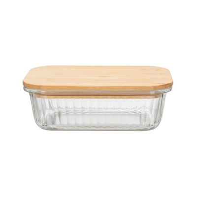 Good price Striped Glass Food Container with Bamboo Lid online