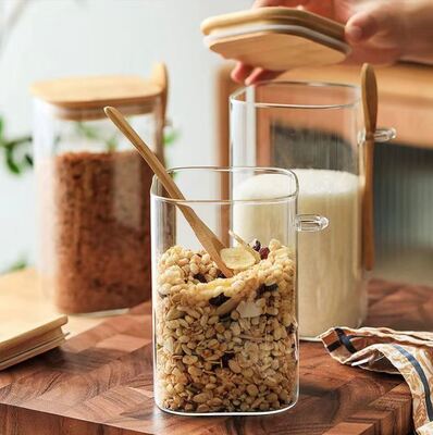 Harga yang bagus IKOO Multifunction Modern Kitchen Glass Canister with Bamboo Lid and Spoon for Food Storage on line