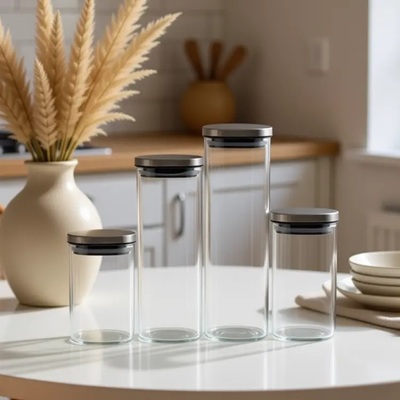 Goede prijs. Vierkante glazen blik met deksel van roestvrij staal 780 ml 1100 ml 1400 ml 1900 ml Online