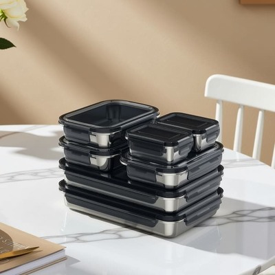 Goede prijs. Modulaire Stapelbare Roestvrijstalen Voedselcontainer met BPA-vrije PP Deksel en 260ml-1930ml Capaciteit Online