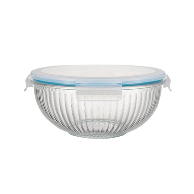 Good price Striped High Borosilicate Glass Mixing Bowl 180ml-3500ml with PP Lock Lid online