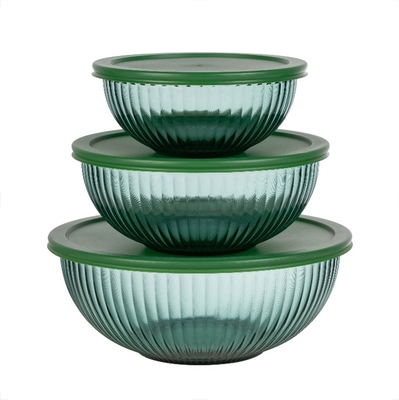 Good price Teal Color Glass Salad Bowl / High Borosilicate Glass Casserole Dishwasher Safe online