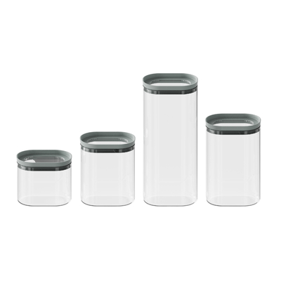 Good price Striped Borosilicate Glass Canister Stackable Glass Jars With Glass Lid Customized Color online