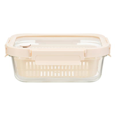 Good price Stackable Airtight Glass Food Container With Vented Glass Lid And Removable Drain Basket online