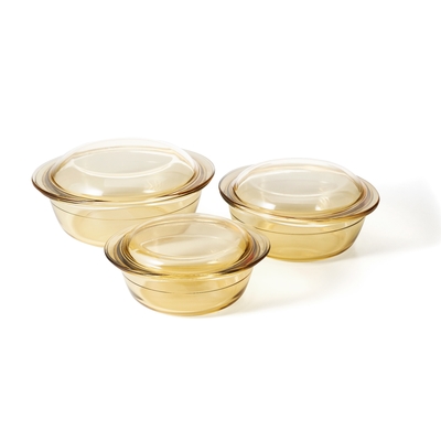 Good price Amber Color Round Glass Casserole Dish 1400ml 1500ml 2100ml 3000ml online