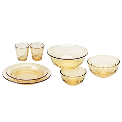 Good price Amber Color Glass Tableware Set Food Glassware Elegant Design Ovens Safe online