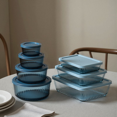 Good price Color Sprayed Glass Food Container Glass Food Storage Box With PE Lid online