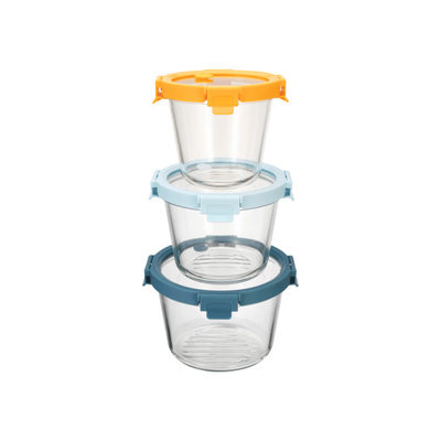 Good price 700ml To 1800ml Vented Glass Lid Container Round Glass Food Storage Containers online