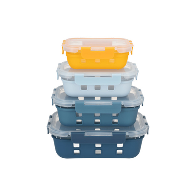 Good price BPA Free Glass Food Prep Containers Set With Silicone Sleeve And Cool Lock PP Lid online