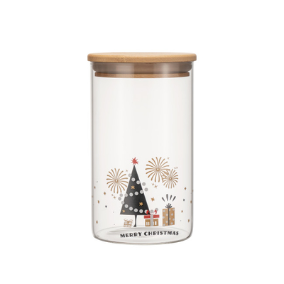 Good price Clear Glass Canister With Festival Design 450ml 1000ml 1500ml 2000ml Made By Design online