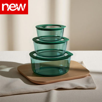 IKOO Modern and Stylish Teal Color Glass Container Made of High Borosilicate Glass Oven Safe and Microwave Safe