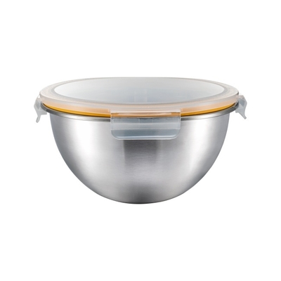 Good price 1350ml 2500ml 4350ml Stainless Steel Mixing Bowl With PP Locking Lid Lightweight online