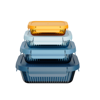 Good price Color Sprayed Stackable Glass Food Containers With 4 Lock PP Lid online