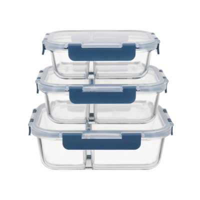 Good price Divided Glass Food Container with Cool Lock PP Lid online
