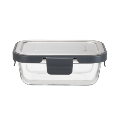 Good price Stylish Dishwasher Microwave Safe Glass Container With 4 Lock Stainless Steel Lid online