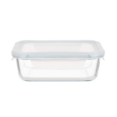 Un buen precio. Contenedor de alimentos de vidrio transparente personalizado Contenedores de preparación de alimentos de vidrio con borde exterior 4 cerradura tapa de PP En línea