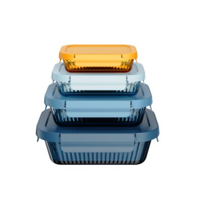Good price Color Sprayed Glass Food Container with 4 Lock PP Lid Stackable and Temperature Resistant -40℃-560℃ online