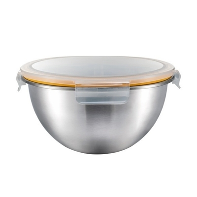 Good price 1350ml 2500ml 4350ml Stainless Steel Mixing Bowl With PP Locking Lid Lightweight online
