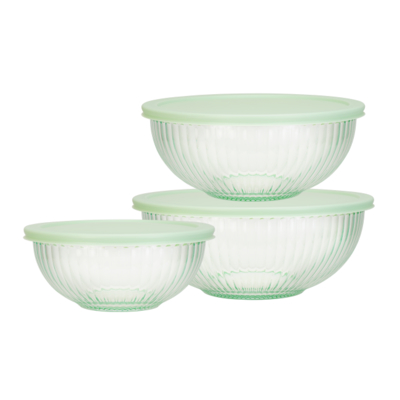 Good price Color Sprayed Glass Salad Bowl With Simply Store PE Lid online
