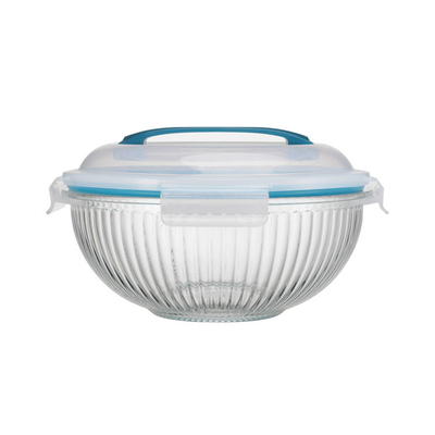 Good price 3500ml Striped High Borosilicate Glass Mixing Bowl with PP Lid online