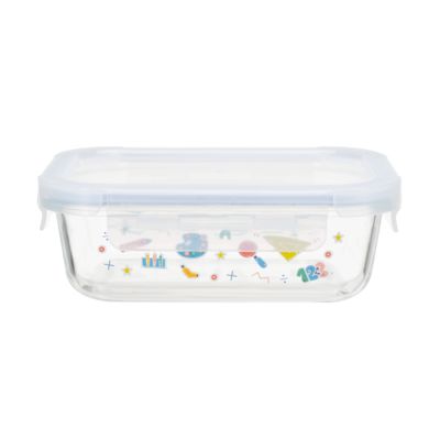 4-Lock Custom Glass Food Container with Back to School Design and Oven Safe High Borosilicate Glass
