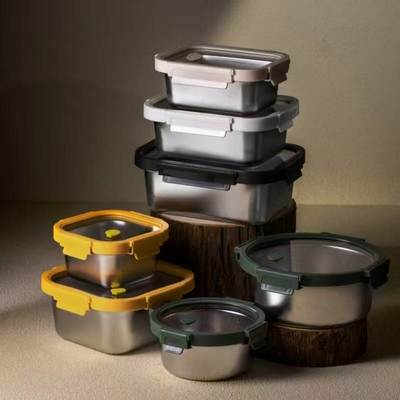 Food-Grade Stainless Steel Food Storage Container with Airtight Tempered Glass Lid for Meal Prep