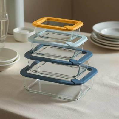 IKOO GLASS Microwave Safe Leak-proof Plastic Free Glass Food Storage Container with Glass Lid