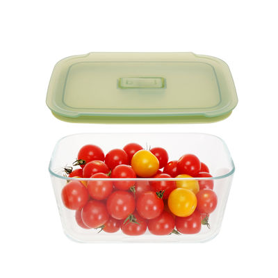 Modern and Stylish Teal Color Glass Container with PP Lid Made of High Borosilicate Glass for Food Storage
