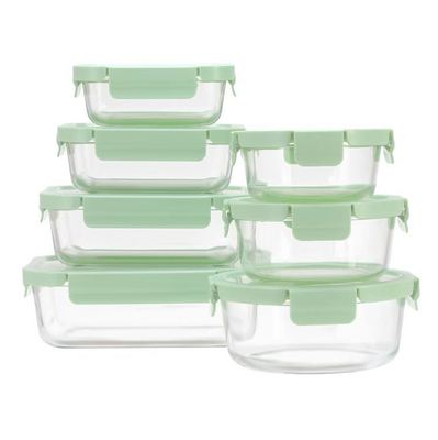 IKOO Airtight BPA-Free Glass Food Storage Containers with 4-Sided Snap-Lock Lids for Fresh-Keeping Meal Prep