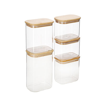 IKOO Borosilicate Glass Food Storage Jars Container Airtight Glass Jar with Bamboo Lid