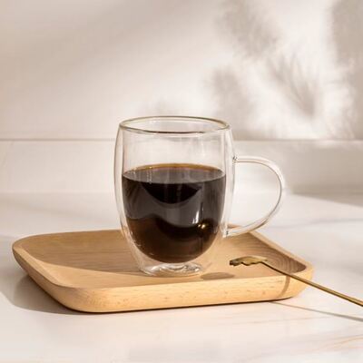 Harga yang bagus IKOO Double Wall Glass Coffee Mug dengan Isolation Oven dan Freezer Safe Borosilicate Drinkware on line