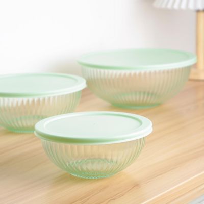 Ein guter Preis. Hochborosilikat-Glas Salatschüssel mit PE-Deckel - 1000 ml bis 3500 ml Im Internet