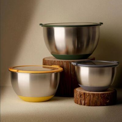 Un buon prezzo. IKOO Stainless Steel Nesting Salad Bowls con coperchi visibili Non tossici e pesanti, ermetici e facili da pulire In linea
