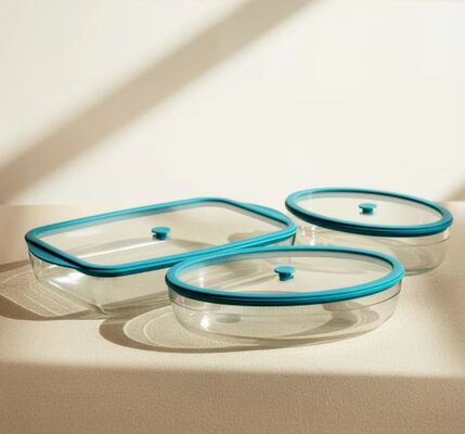 Harga yang bagus IKOO Borosilicate Glass Baking Dish 800ml-3600ml dengan Tutup Ventilasi on line