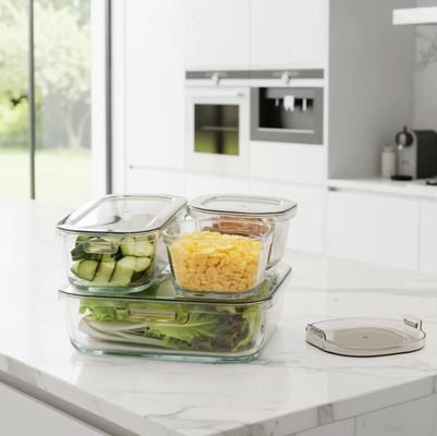 Un buon prezzo. IKOO Borosilicato Glass Food Container Set 240ml-1370ml con coperchio semplice In linea