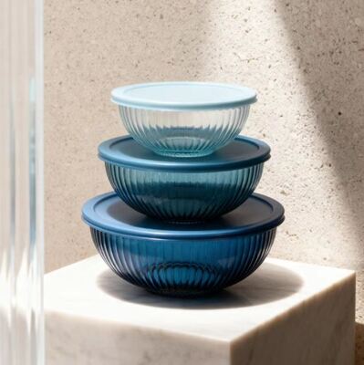 Bom preço. IKOO Borosilicate Glass Mixing Bowl 500 ml-3500 ml com tampa PE Em linha