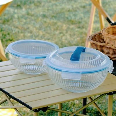 Good price 3500ml Striped High Borosilicate Glass Mixing Bowl with PP Lid online