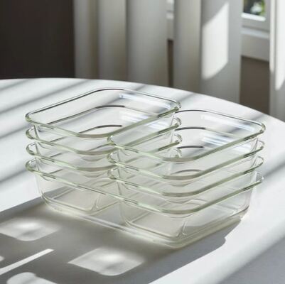 Un buen precio. IKOO Contenedores de almacenamiento de alimentos de vidrio apilables instables con vidrio de alto borosilicato fácil de limpiar En línea