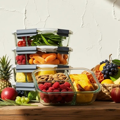 Goede prijs. IKOO Hoge borosilicaatglazen maaltijdbereidingscontainer met PP-deksel en siliconen pakking voor voedselopslag met aangepast logo Online