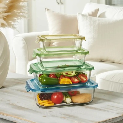 Καλή τιμή. IKOO High Borosilicate Glass Food Container με κάλυμμα PP - Θερμικό σοκ 120°C, αδιάβροχο και αεροστεγές για ασφαλή αποθήκευση Διαδικτυακά