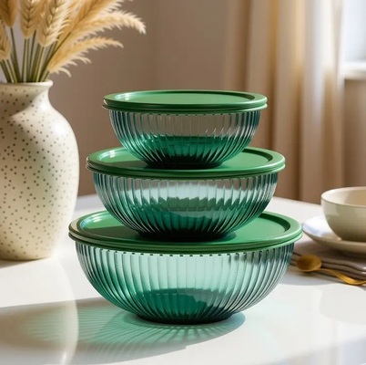Giá tốt. IKOO màu xanh lá cây cao Borosilicate Glass Salad Bowl và Casserole Máy rửa chén an toàn cho việc lưu trữ và phục vụ thực phẩm trực tuyến