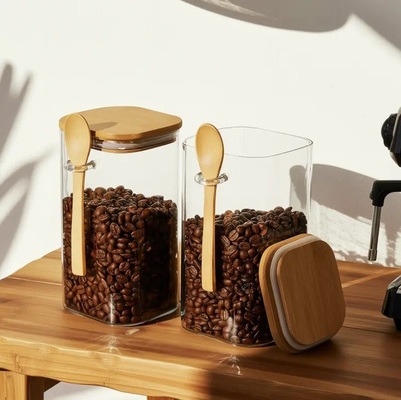 Bom preço. Vasilha de vidro multifuncional moderna com tampa de bambu para armazenamento de cozinha Em linha